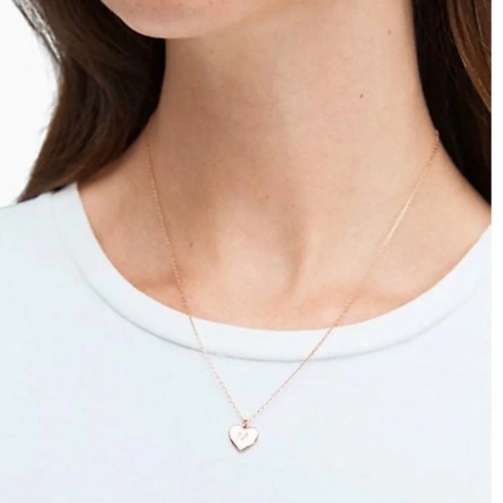 $69 Kate Spade Initial Here “C” Heart Pendant Necklace in Rose Gold-Tone - Picture 2 of 8